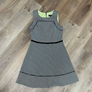 Vintage 90s Oleg Cassini Mod Squad Houndstooth Jumper Dress size 8
